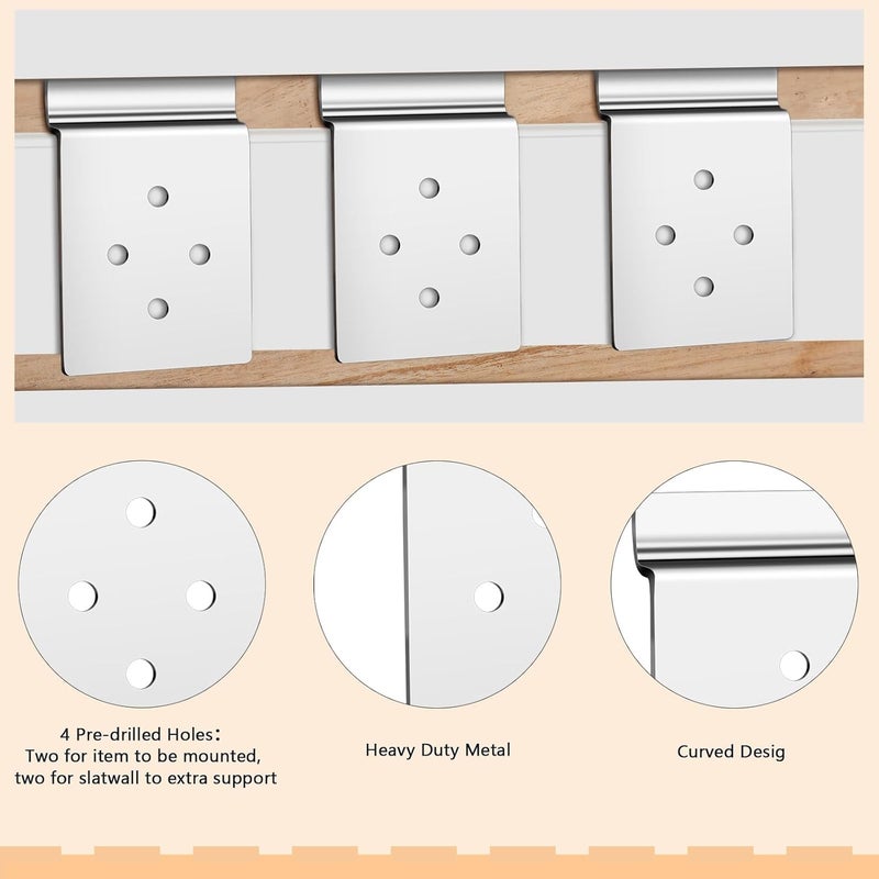 Pelopy 20 Pack Slatwall Metal Plate Mount Backplate Mounting Adapter to Make Items Slatwall Compatible Heavy Duty Steel Bracket with 4 Pre-Drilled Holes Backplate for Secure Displays - Image 4